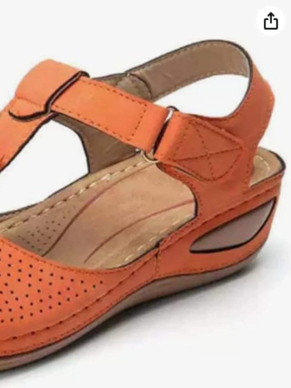 Orange Comfort Bed Women's Short Wedge Summer Sandals Size 11-12 New - Picture 3 of 7